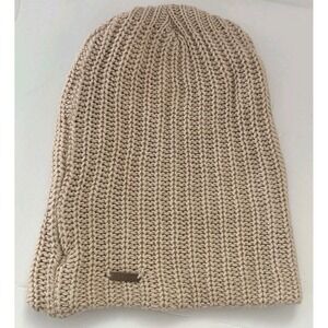 Free People Womens Dreamland Knit Beanie Hat One Size Ivory White Sand Tan